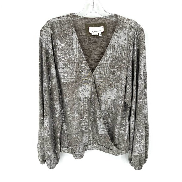 Anthropologie shimmering faux wrap women’s top - Picture 1 of 8